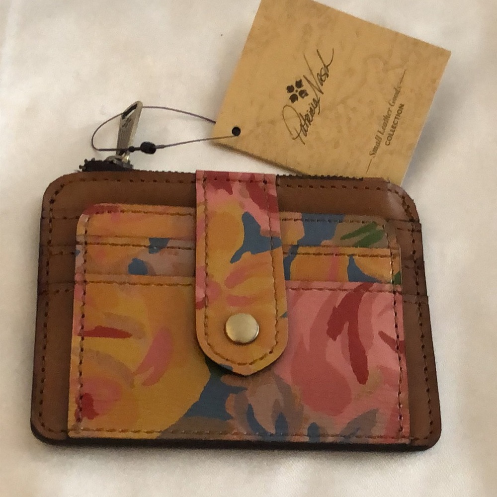 Patricia Nash Cassis Leather ID Wallet Citrus Rose Print NWT & Registration Card